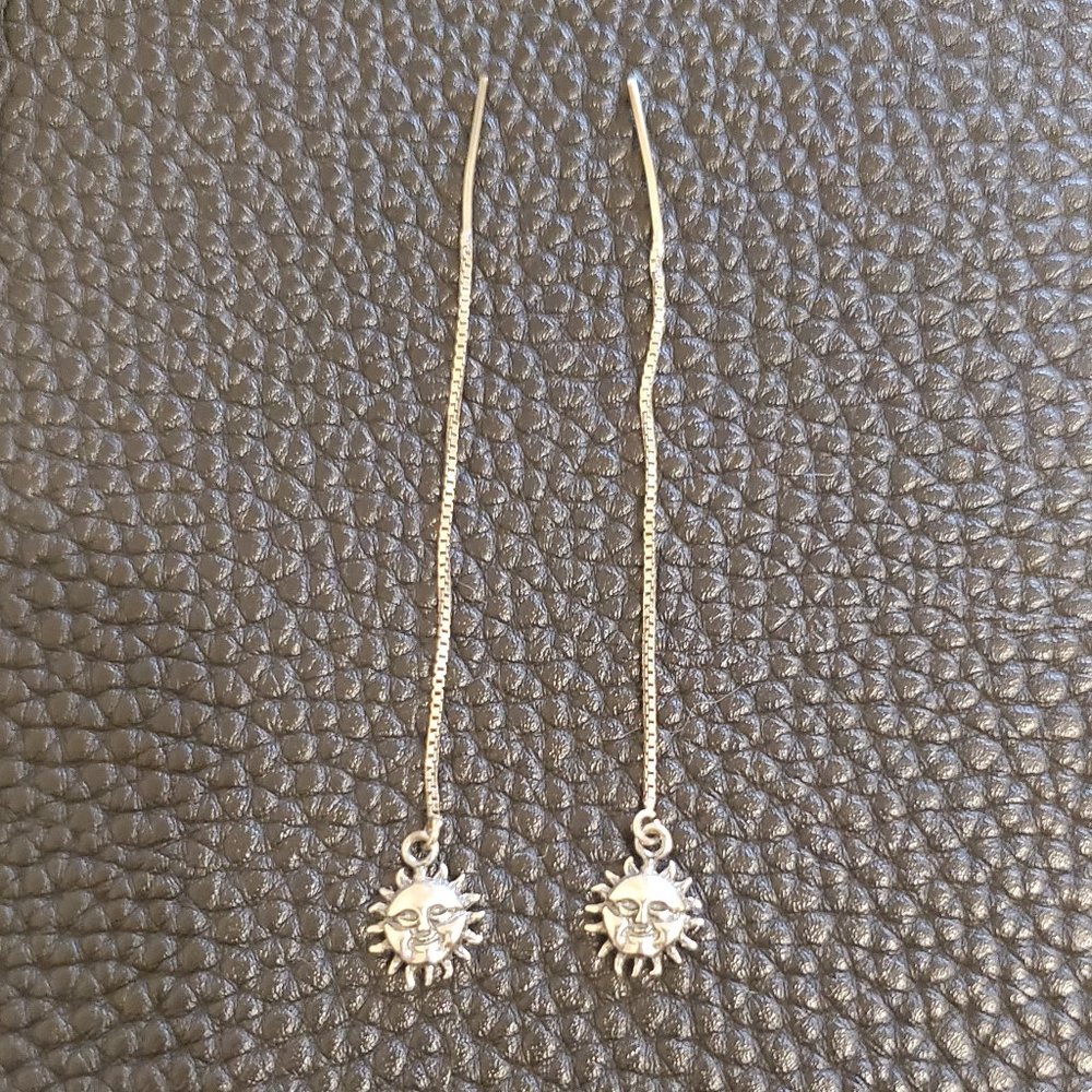 Sterling Silver Sun Ear Threads